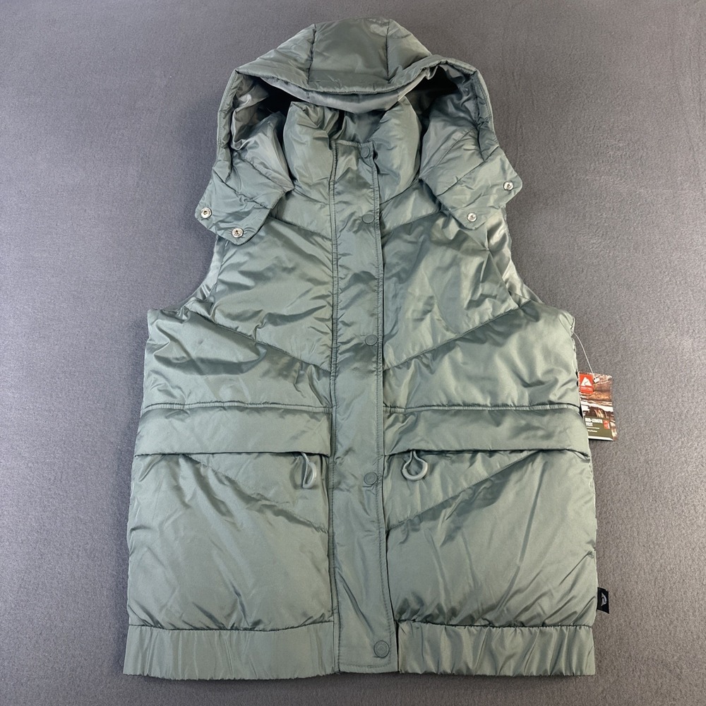 Ozark Trai lwomen's hooded Mid Length vest puffer jacket S (4-6) Green